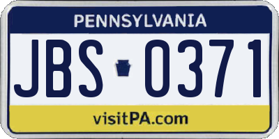 PA license plate JBS0371