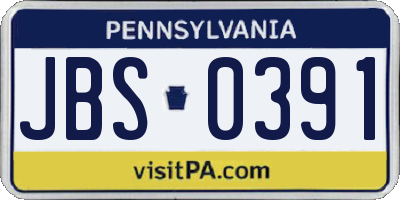 PA license plate JBS0391