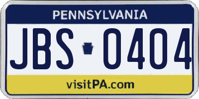 PA license plate JBS0404