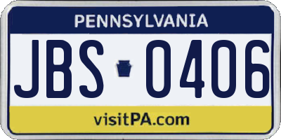 PA license plate JBS0406