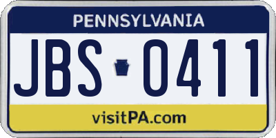 PA license plate JBS0411
