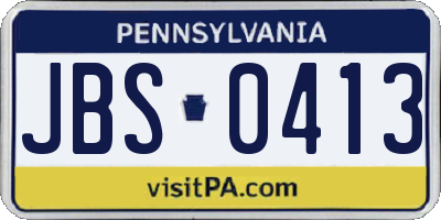 PA license plate JBS0413