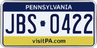 PA license plate JBS0422