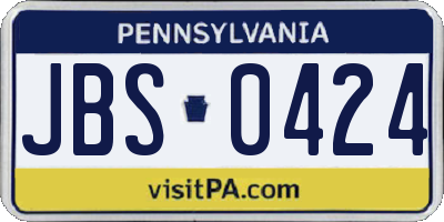 PA license plate JBS0424