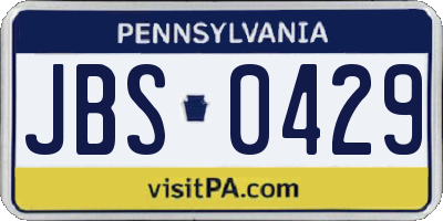 PA license plate JBS0429