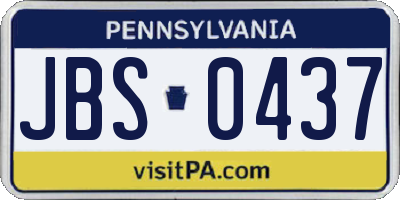PA license plate JBS0437