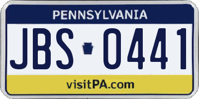 PA license plate JBS0441