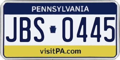 PA license plate JBS0445
