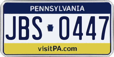 PA license plate JBS0447