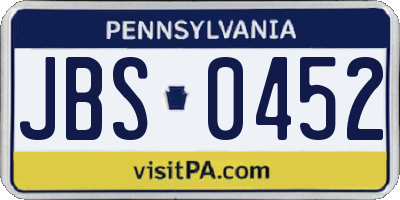 PA license plate JBS0452