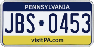 PA license plate JBS0453
