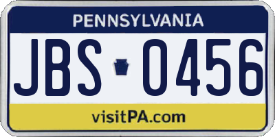 PA license plate JBS0456