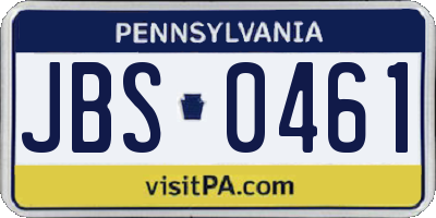 PA license plate JBS0461