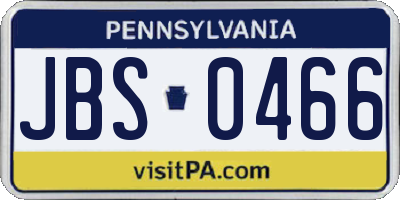 PA license plate JBS0466