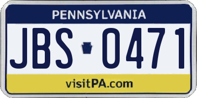 PA license plate JBS0471