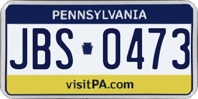 PA license plate JBS0473