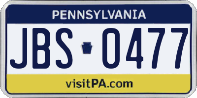PA license plate JBS0477