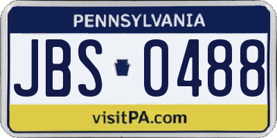 PA license plate JBS0488