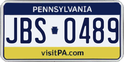 PA license plate JBS0489