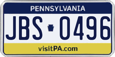 PA license plate JBS0496