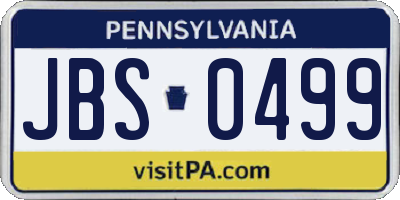 PA license plate JBS0499