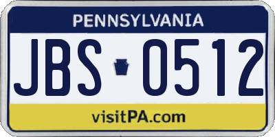 PA license plate JBS0512