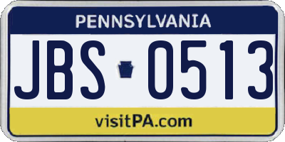 PA license plate JBS0513