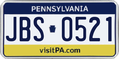 PA license plate JBS0521