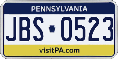 PA license plate JBS0523
