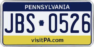 PA license plate JBS0526