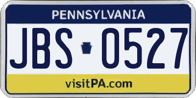 PA license plate JBS0527