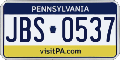 PA license plate JBS0537