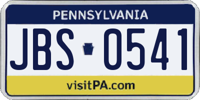 PA license plate JBS0541
