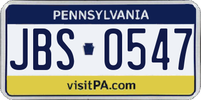 PA license plate JBS0547