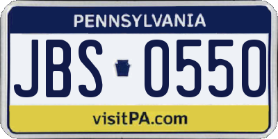 PA license plate JBS0550