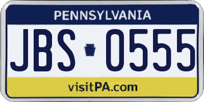 PA license plate JBS0555