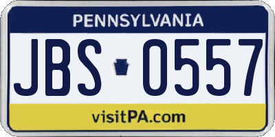PA license plate JBS0557