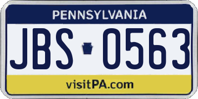 PA license plate JBS0563