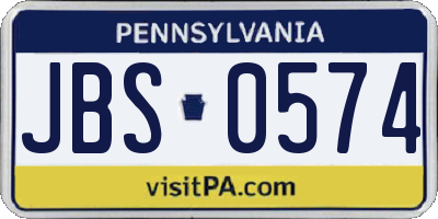 PA license plate JBS0574