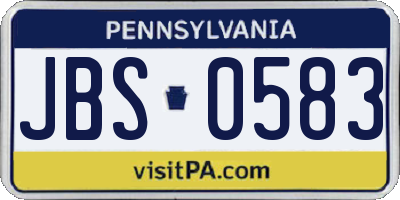 PA license plate JBS0583
