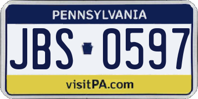 PA license plate JBS0597