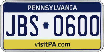 PA license plate JBS0600
