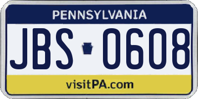 PA license plate JBS0608