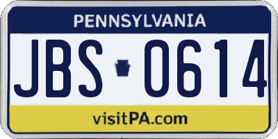 PA license plate JBS0614