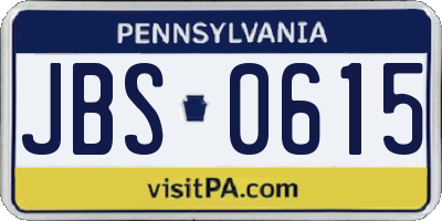 PA license plate JBS0615