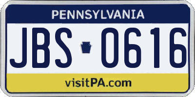 PA license plate JBS0616