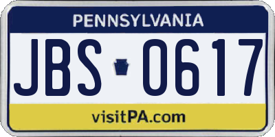 PA license plate JBS0617