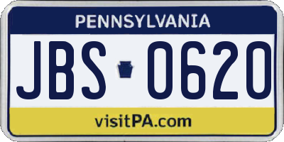 PA license plate JBS0620