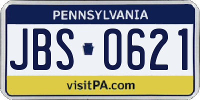 PA license plate JBS0621