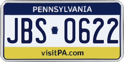 PA license plate JBS0622